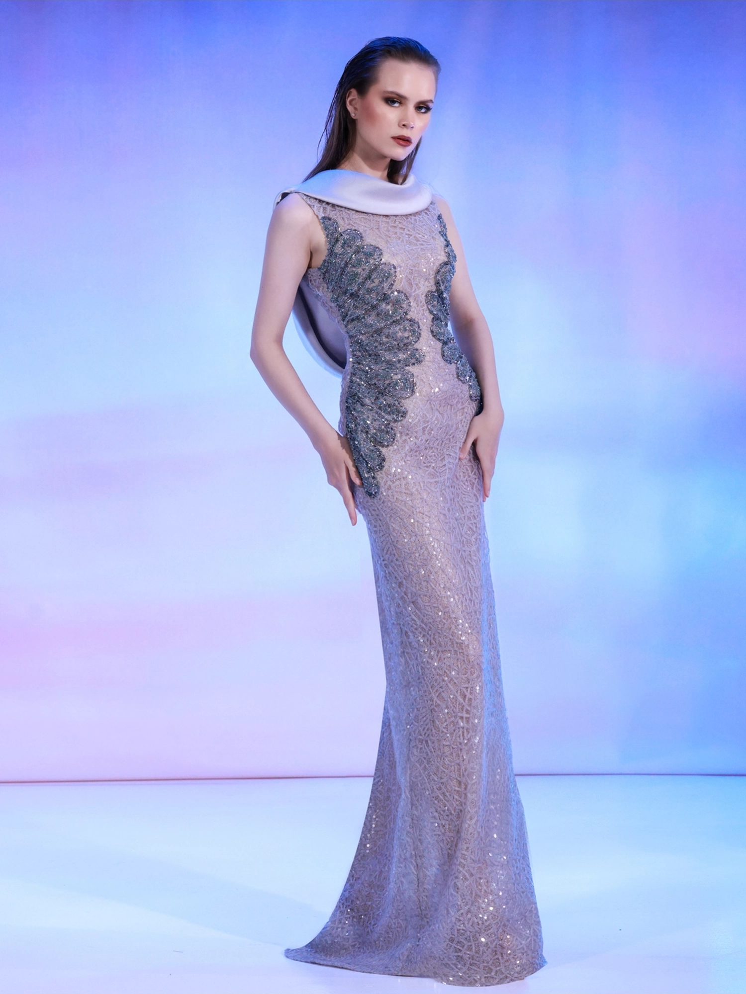 SS158 - Silver thread sequins dress Silver US 01